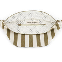 Charger l'image dans la galerie, SAC BANANE RAYURES OLIVE / ECRU ROSE IN APRIL
