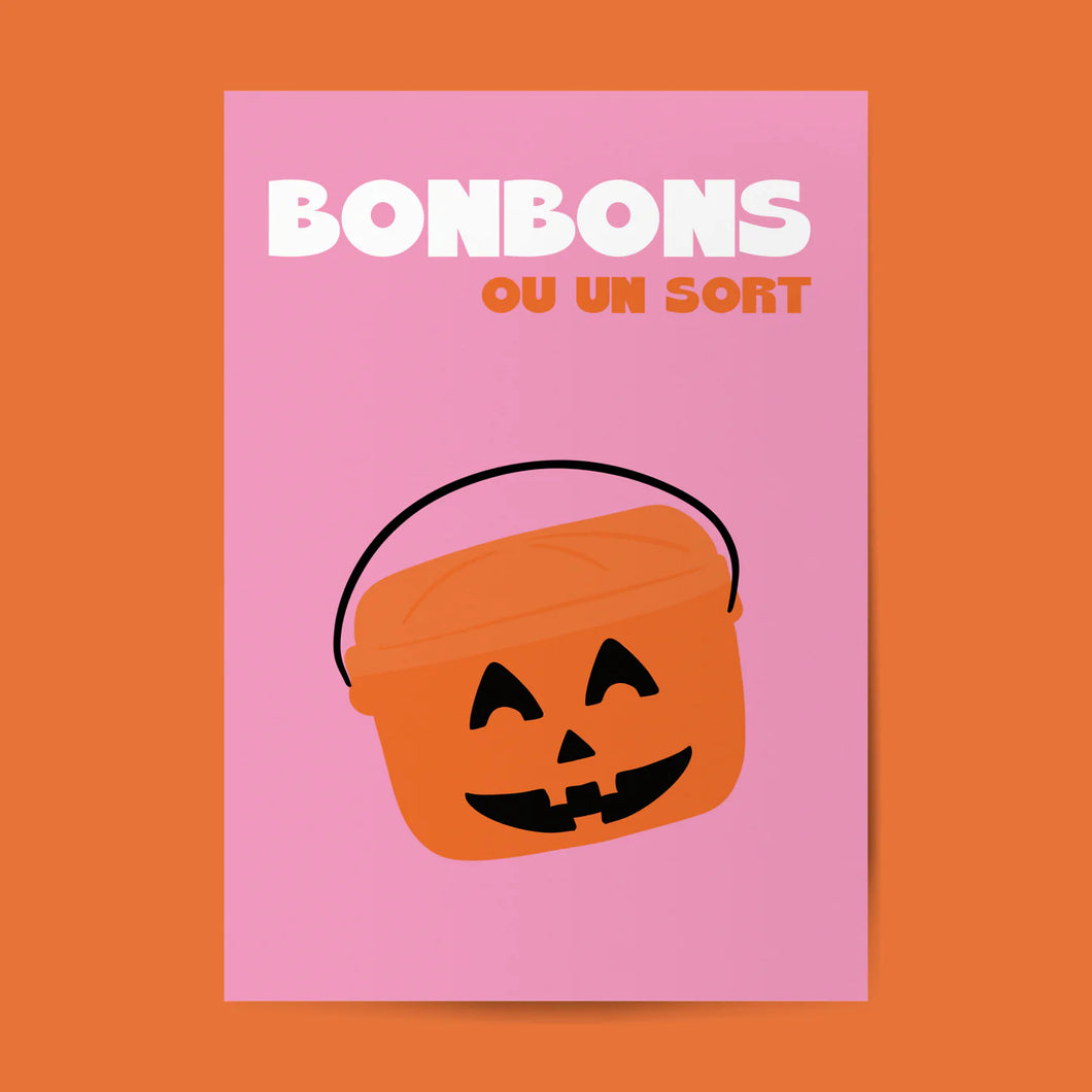 AFFICHE HALLOWEEN BONBONS OU UN SORT SOLEIL MOJITO