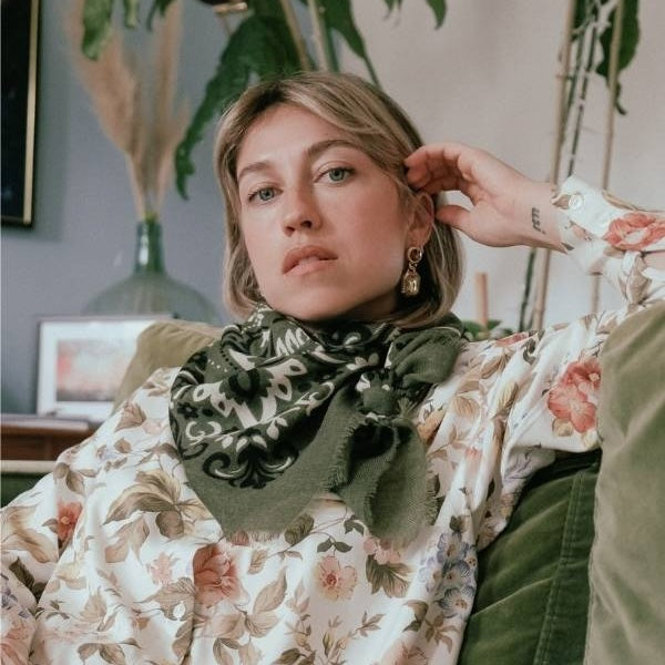 FOULARD BANDANA LAINE ET SOIE MAISON LECOMTE FLAMENT