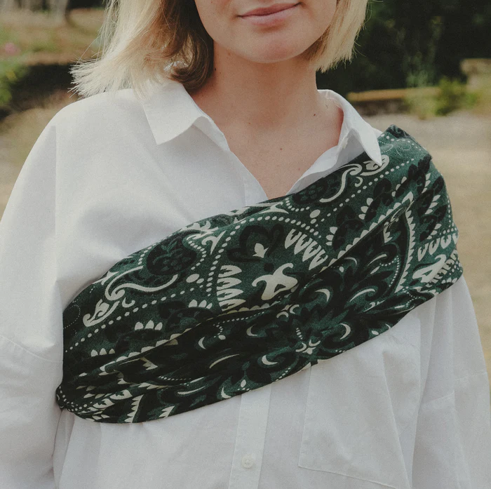 FOULARD BANDANA LAINE ET SOIE MAISON LECOMTE FLAMENT