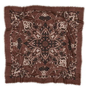 FOULARD BANDANA LAINE ET SOIE MAISON LECOMTE FLAMENT