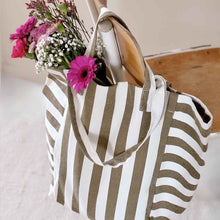 Charger l'image dans la galerie, SAC CABAS ELISABETH RAYURES OLIVE / ECRU ROSE IN APRIL
