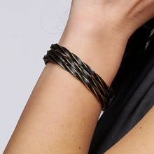 Charger l'image dans la galerie, JONC TWIST TORSADÉ NOIR MAT BANGLE UP
