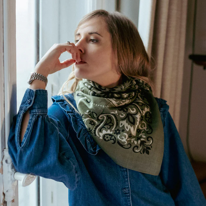 FOULARD BANDANA EN COTON MAISON LECOMTE FLAMENT