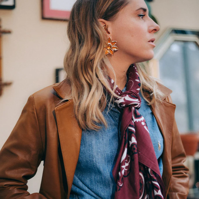 FOULARD BANDANA EN COTON MAISON LECOMTE FLAMENT