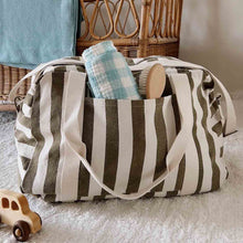 Charger l'image dans la galerie, SAC WEEK-END RAYURES OLIVE / ECRU ROSE IN APRIL
