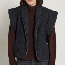 Charger l'image dans la galerie, VESTE SANS MANCHES DENIM EN COTON NOIR AOKYANOS
