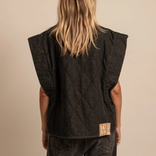 Charger l'image dans la galerie, VESTE SANS MANCHES DENIM EN COTON NOIR AOKYANOS
